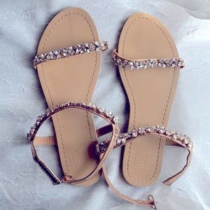 David’s Bridal Rose Gold Gem Sandals